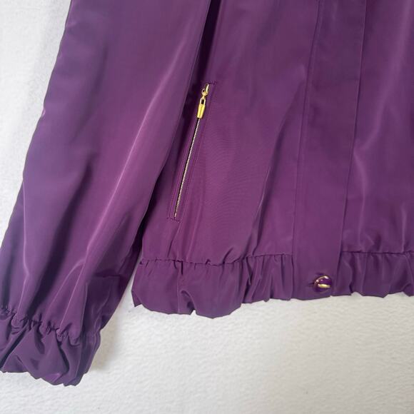 ST. JOHN Women Windbreaker Jacket Full Zip Purple Old Money Gorpcore Size 6 - Picture 4 of 10